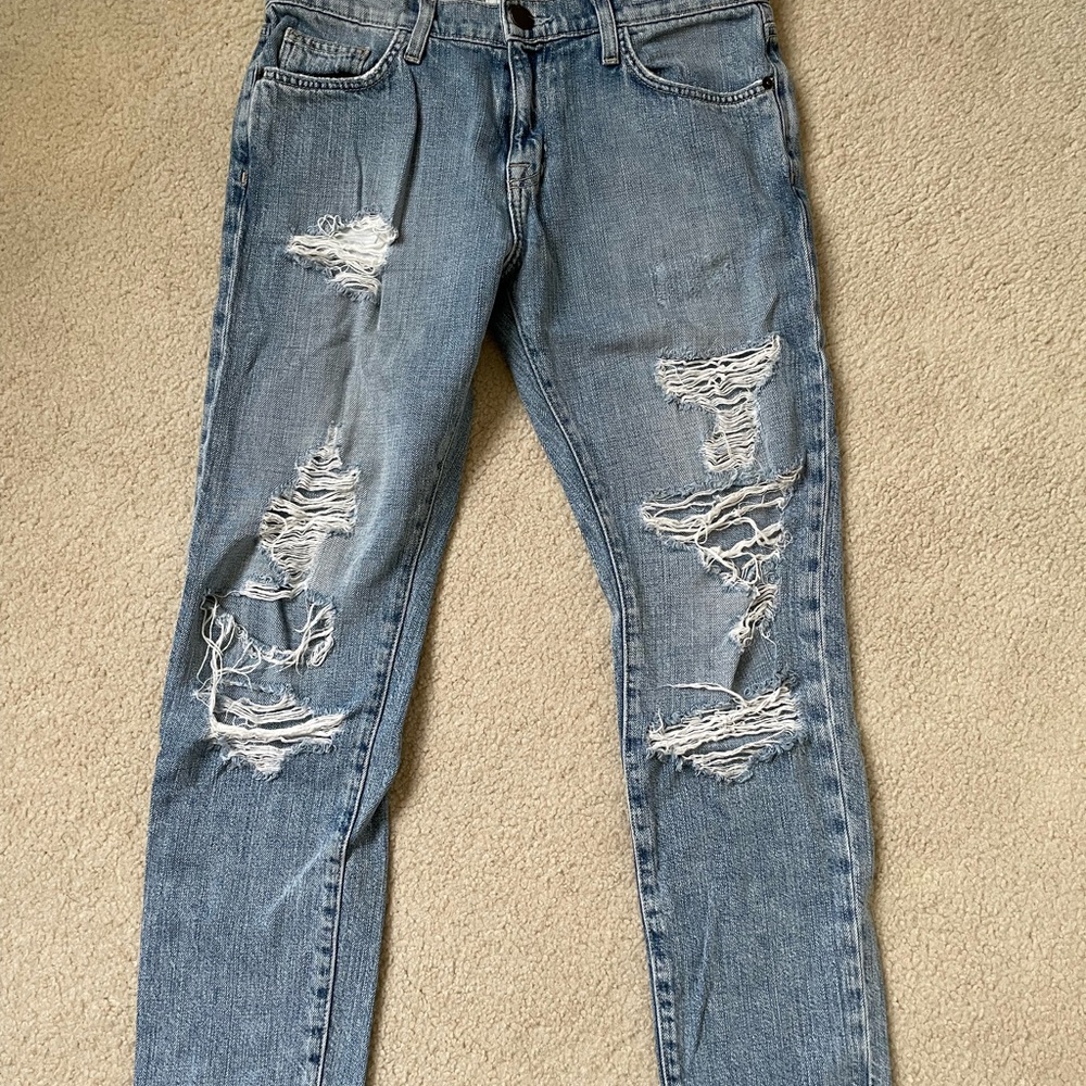 Current Elliott distressed boyfriend jeans